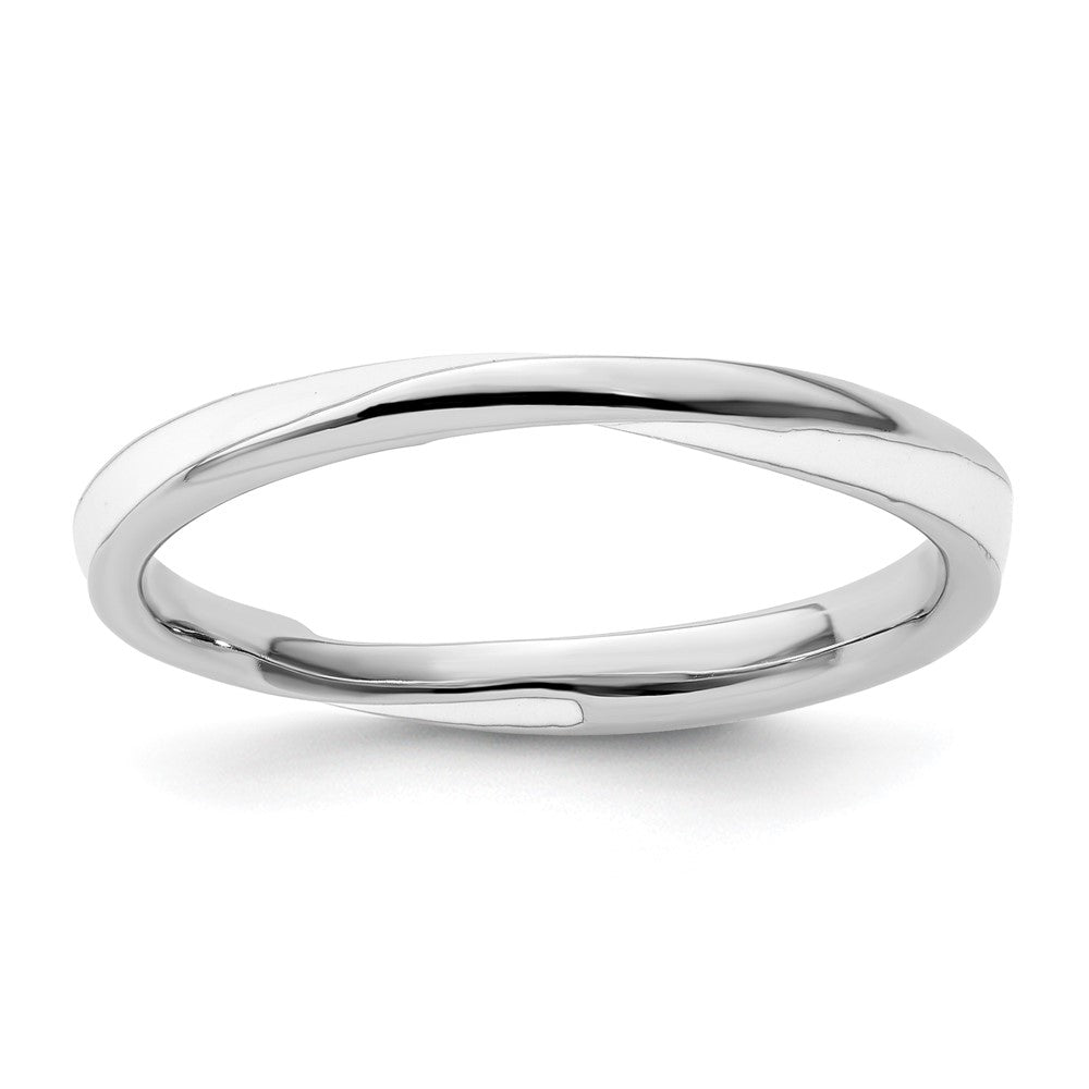 Sterling Silver Stackable Expressions Twisted White Enameled Ring Size -7