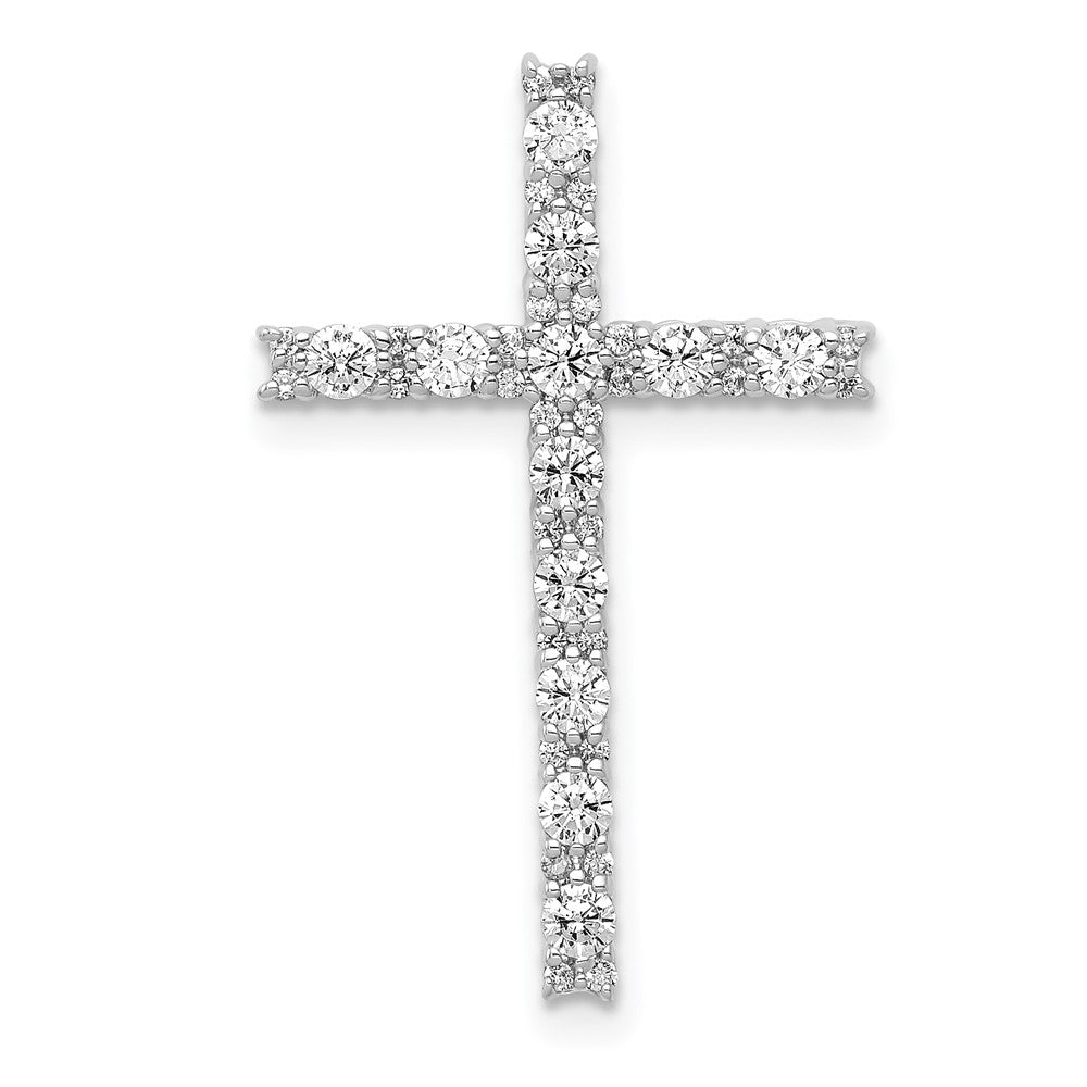 14k White Gold 1/2 carat Lab Grown Diamond VS/SI+ G+ Cross Chain Slide Pendant