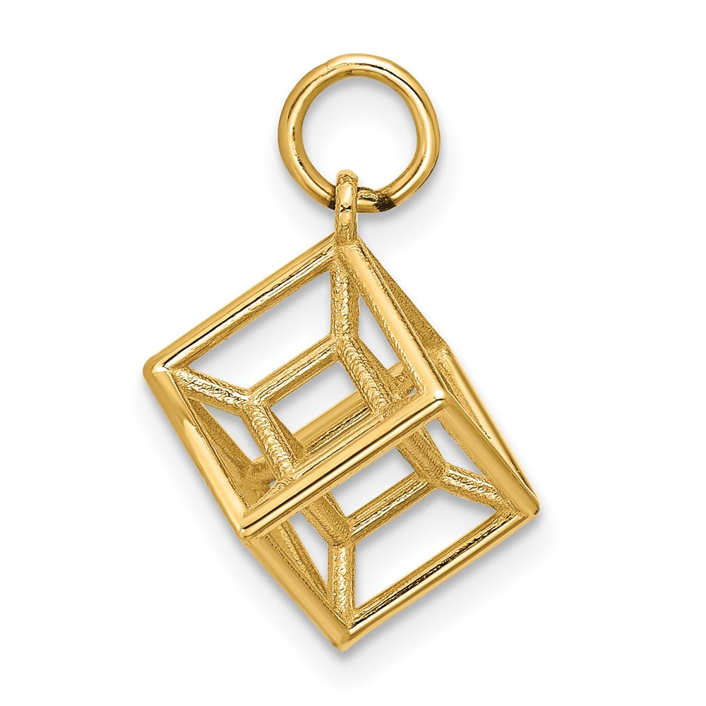 14K Polished Hypercube Shape Pendant