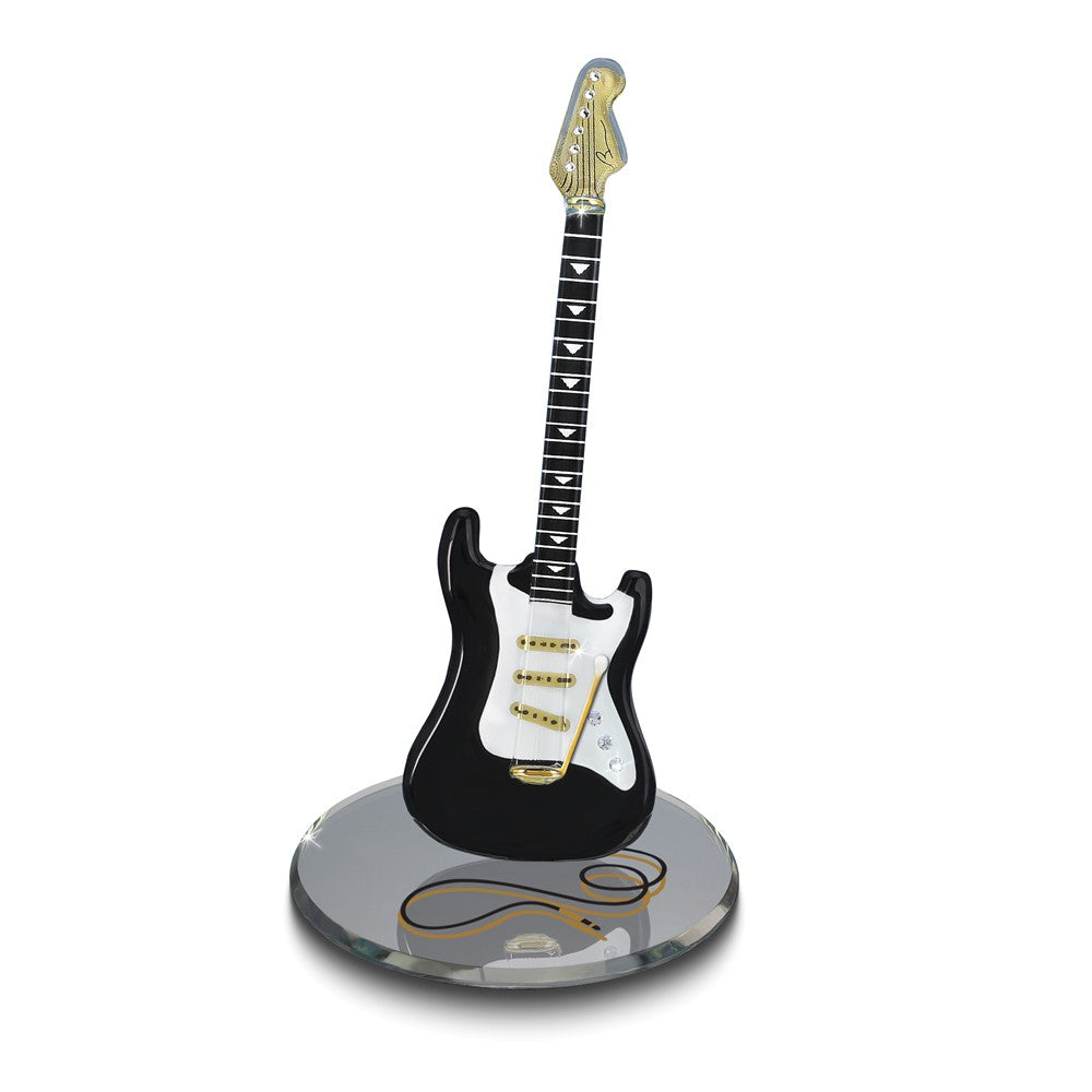 Glass Baron Black Vintage Electric Guitar Glass Figurine