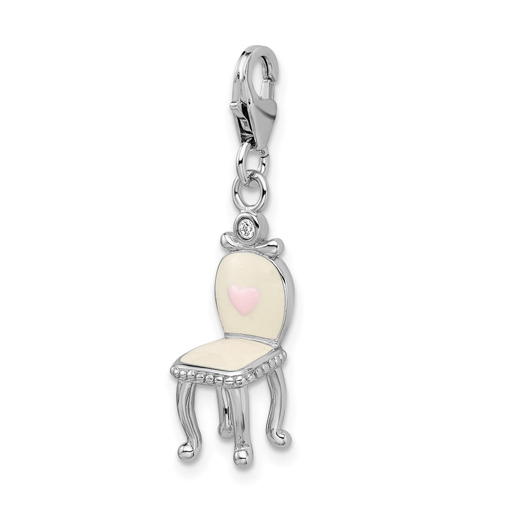 Amore La Vita Sterling Silver Rhodium-plated Polished 3-D Enameled Vanity Chair Charm with Fancy Lobster Clasp