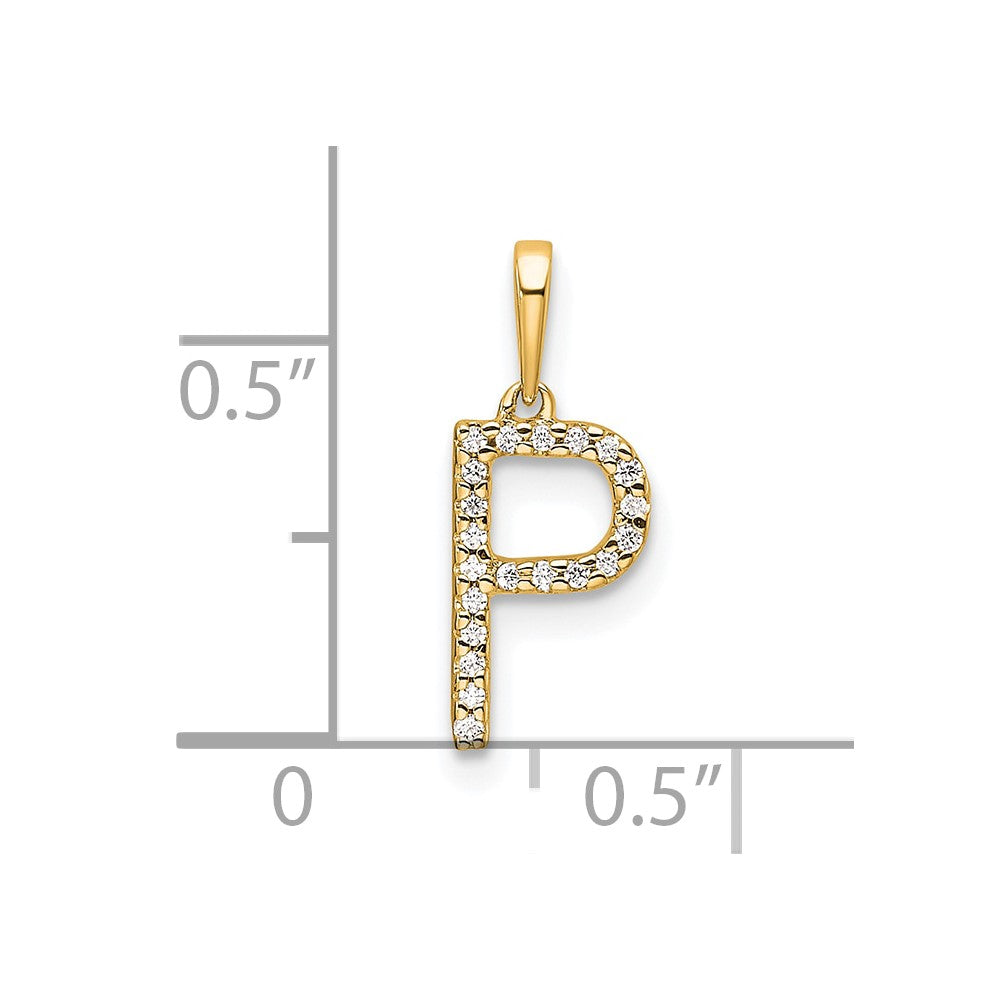 14K Diamond Letter P Initial Pendant