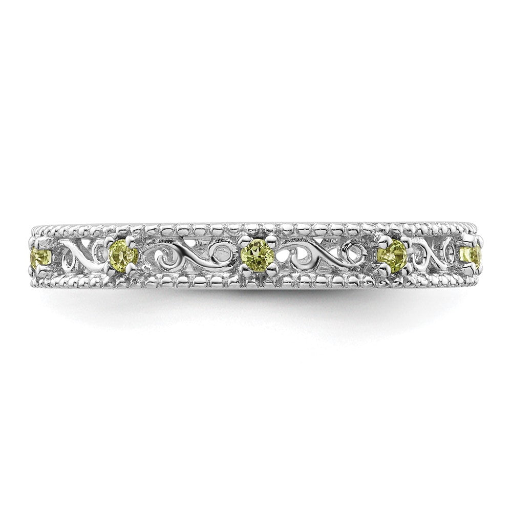 Sterling Silver Stackable Expressions Peridot Ring Size -7