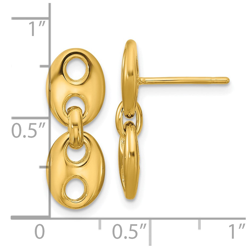 14K Polished Hollow Dangle post Earrings