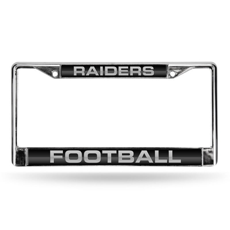 NFL Las Vegas Raiders Black Laser Chrome Acrylic License Plate Frame QGC7093