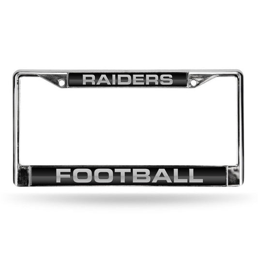 NFL Las Vegas Raiders Black Laser Chrome Acrylic License Plate Frame QGC7093