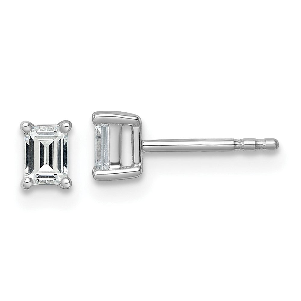 14k White Gold 1/2 ctw Lab Grown Diamond VS/SI+ G+ Emerald 4 Prong Heavy Wt. Stud Earrings