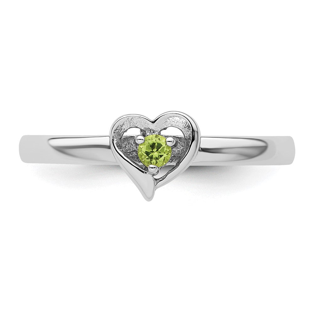 Sterling Silver Stackable Expressions Peridot Heart Ring Size -8