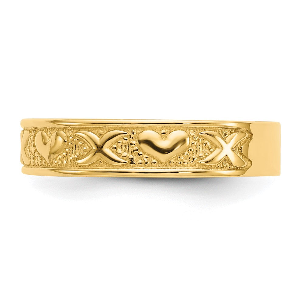 14K Polished X and Hearts Ring Size 8.75