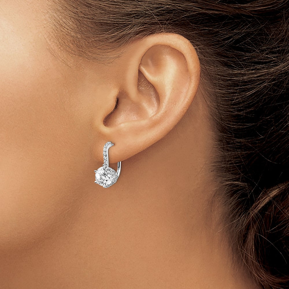 Cheryl M Sterling Silver Rhodium-plated Brilliant-cut CZ Leverback Earrings
