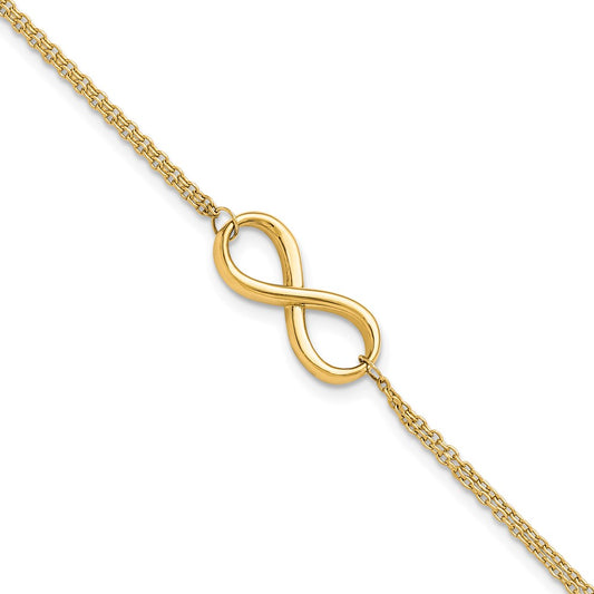 10K Polished Infinity Bracelet 7.5  inches