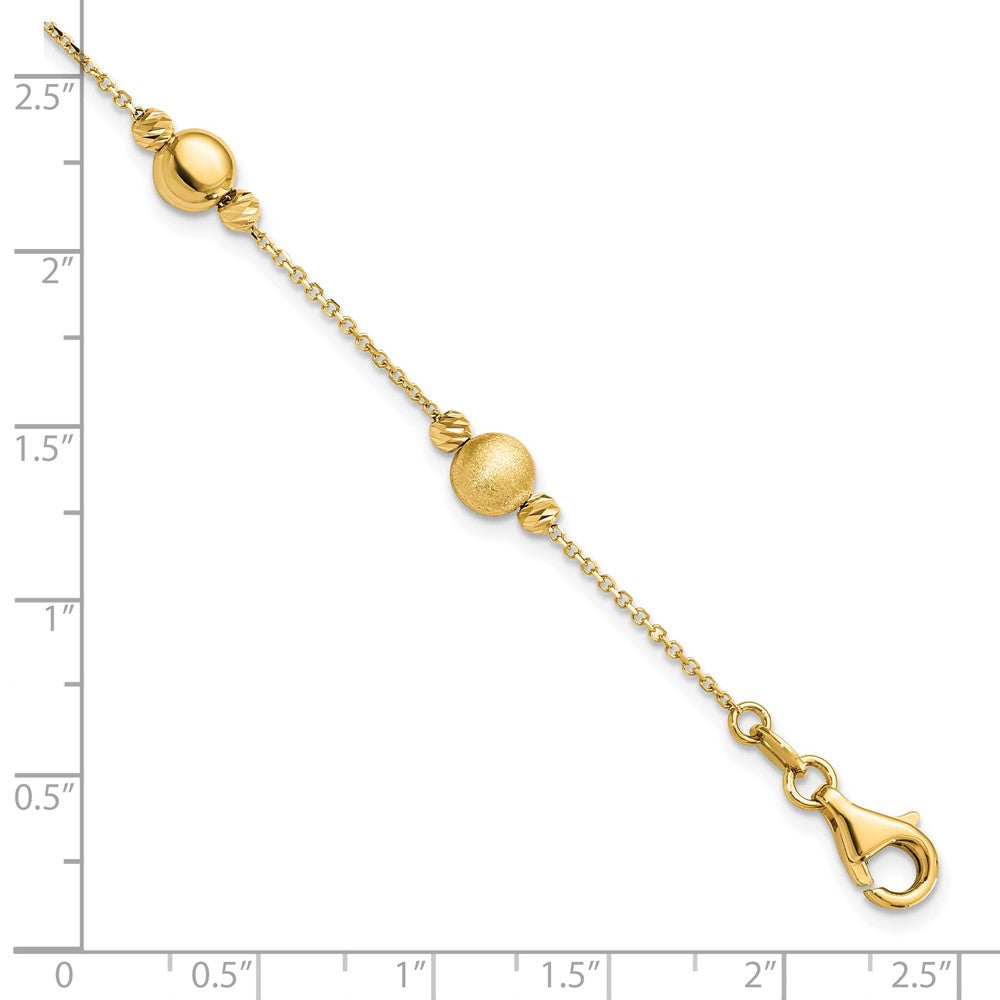 14K D/C Scratch Finish Polished Bracelet 7.5  inches