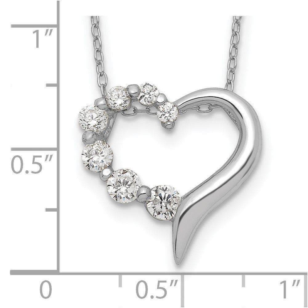 Sterling Silver CZ Heart Journey Necklace 18 Inches