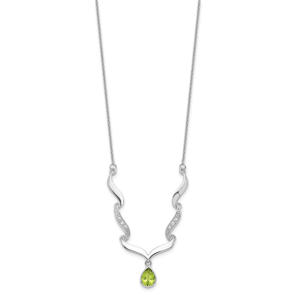 Sterling Silver RH Plated Peridot and White Topaz with 2in. Ext Necklace 18 Inches