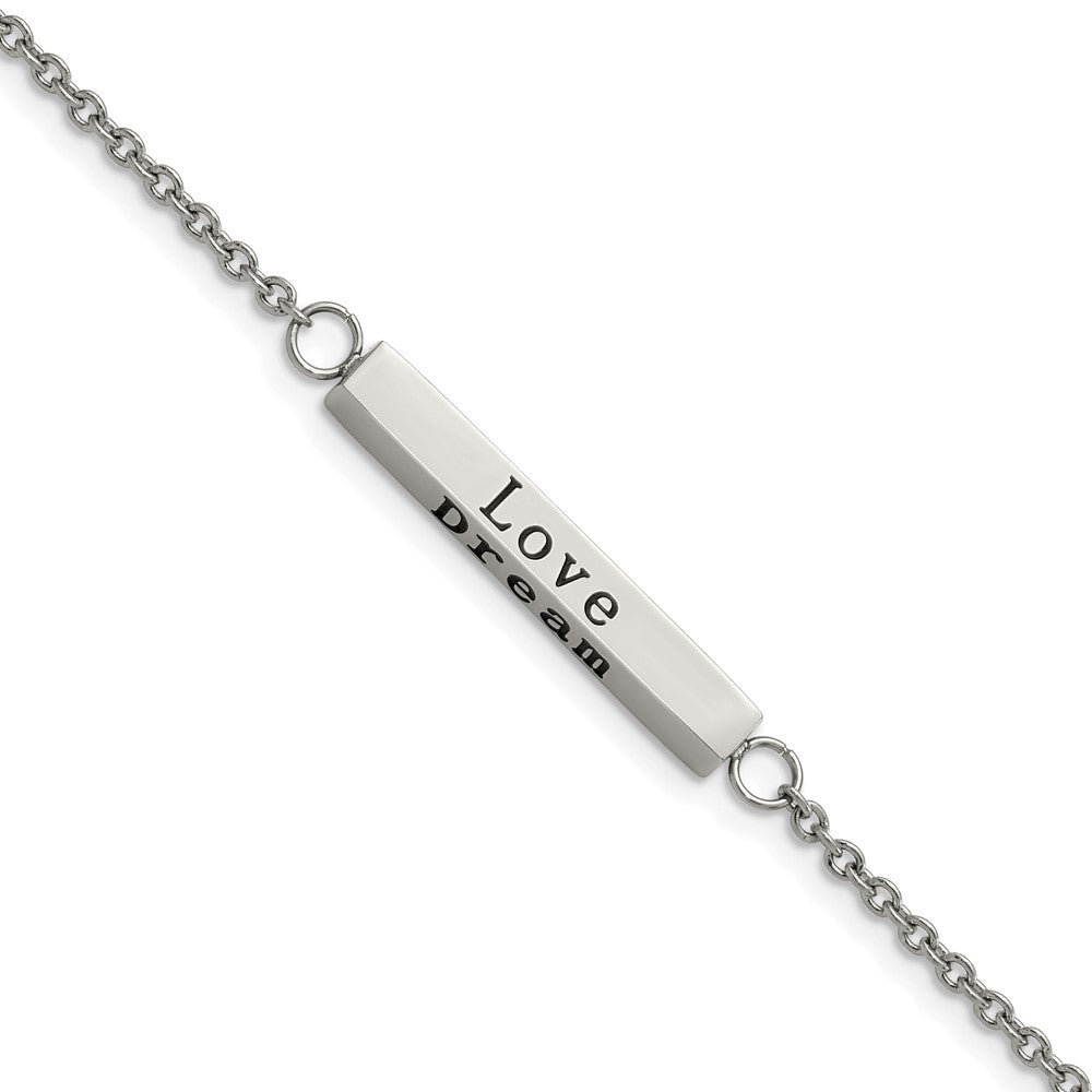 Stainless Steel Polished CZ Enjoy the little things w/ 1.5in ext. Bracelet 7 inches