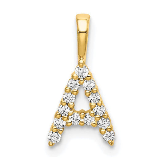 14k 1/8 carat Lab Grown Diamond VS/SI+ G+ Letter A Initial Pendant