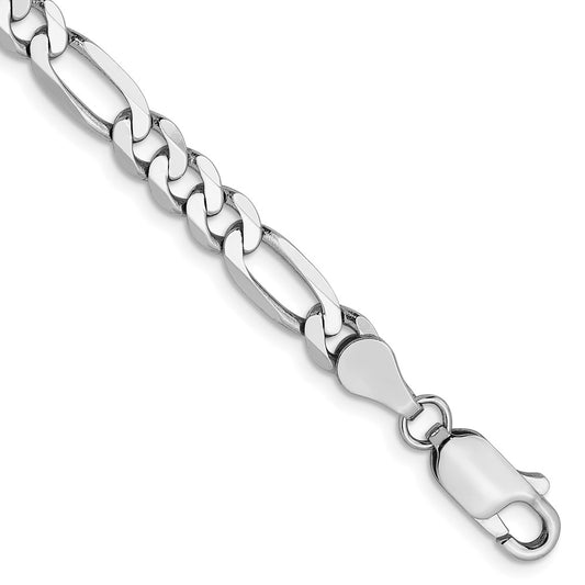 14K White Gold 5mm Flat Figaro Chain 7  inches