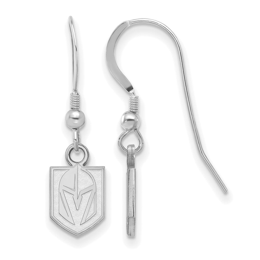 Sterling Silver Rhodium-plated NHL LogoArt Vegas Golden Knights Extra Small Dangle Wire Earrings