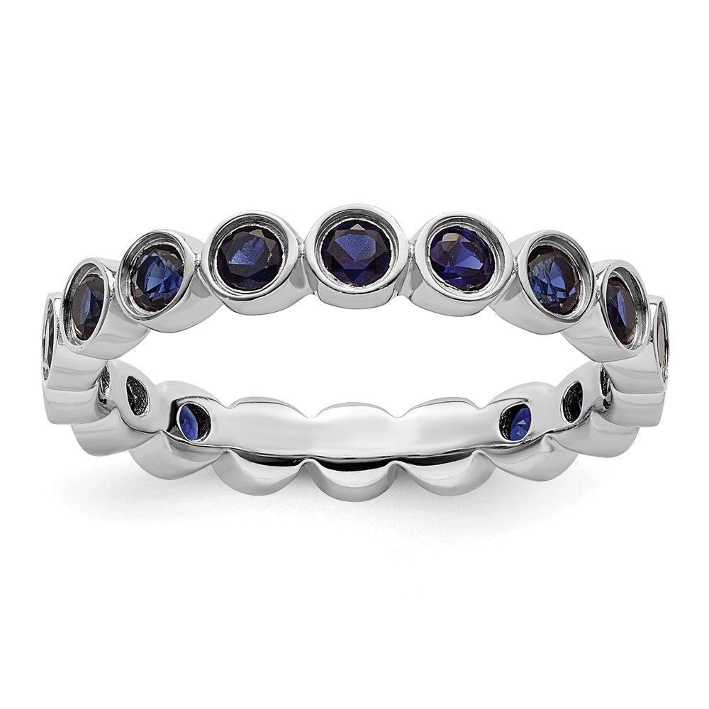 Sterling Silver Stackable Expressions Created Sapphire Ring Size -10
