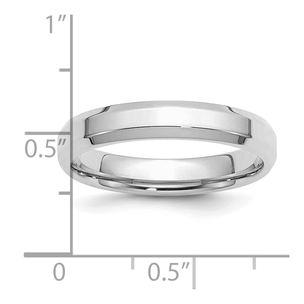 SS Rhodium-plated 4mm Bevel Edge Size 9 Band