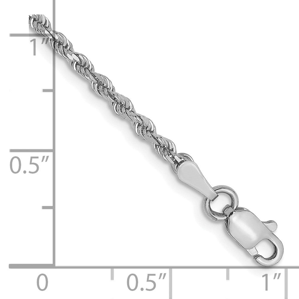 14K White Gold 2mm Diamond-Cut Rope Chain 7  inches