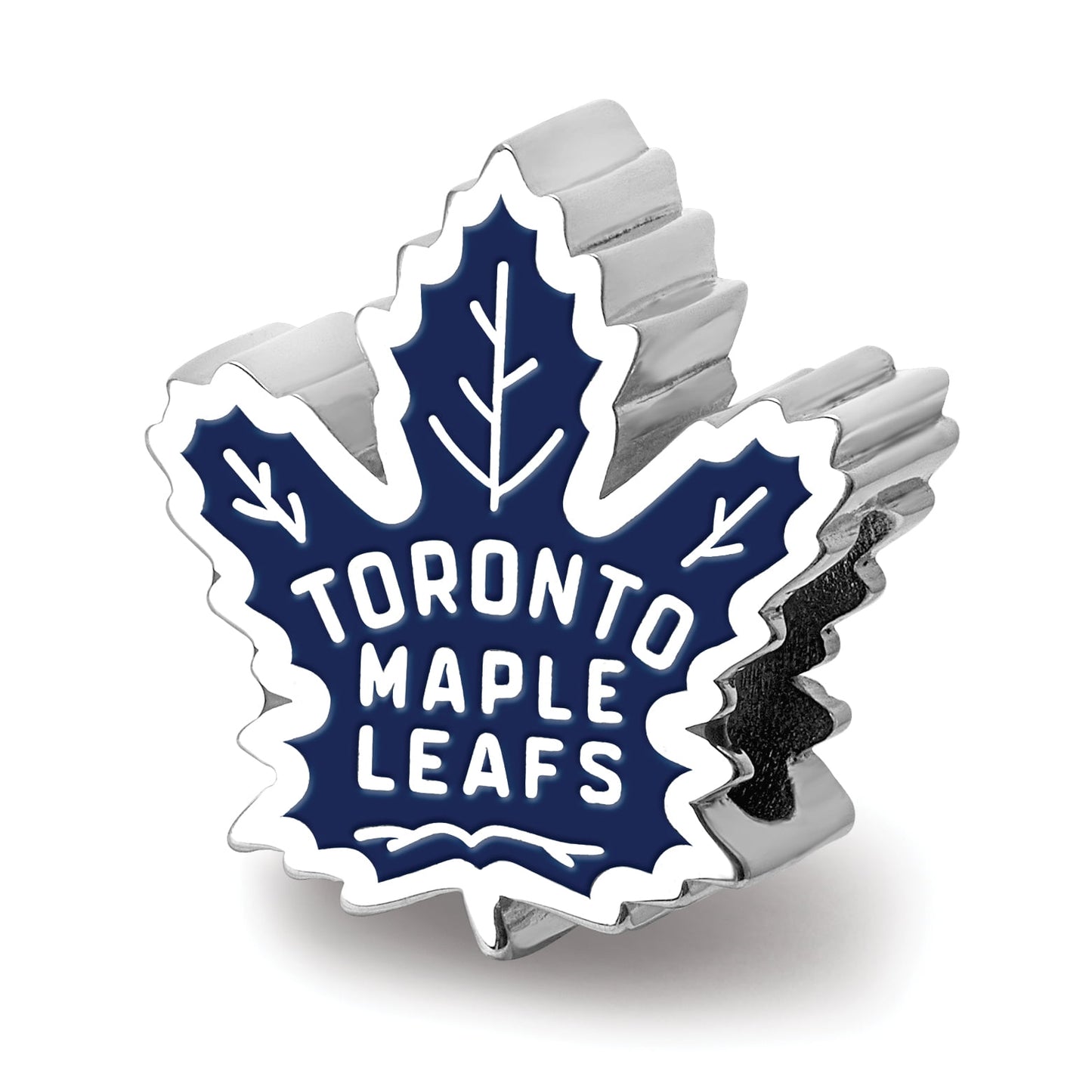Sterling Silver Rhodium-plated NHL LogoArt Toronto Maple Leafs Enameled Bead