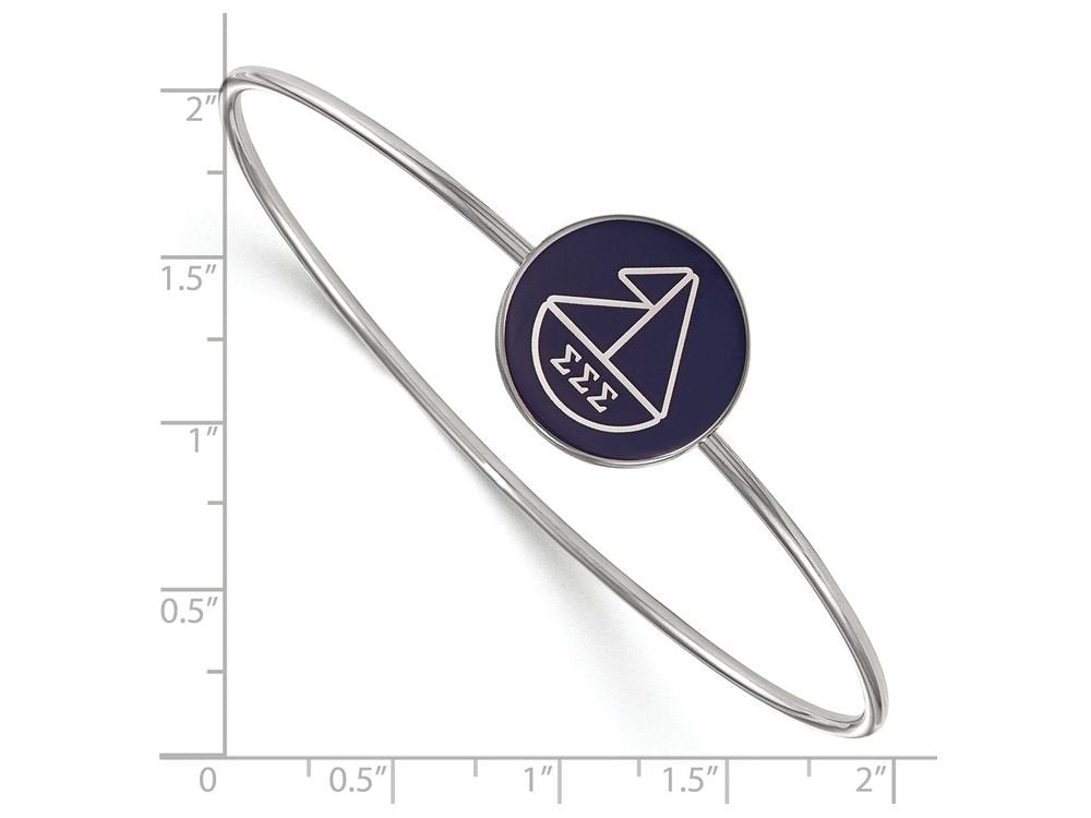 Sterling Silver Official Licensed Greek Sororities 7in Sigma Sigma Sigma (???) Enameled Slip-on Bangle