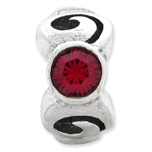 Sterling Silver Reflections July Red Preciosa Crystal Birthstone Bead