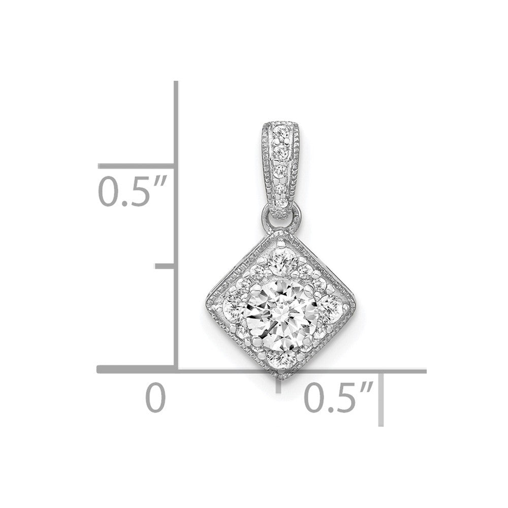 14k White Gold 1/2 carat Lab Grown Diamond VS/S FGH Square Complete Vintage Pendant