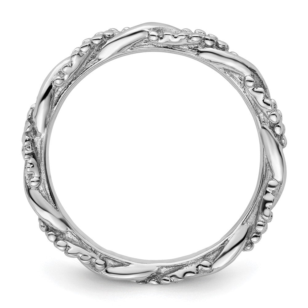 Sterling Silver Stackable Expressions Rhodium Twist Ring Size -10