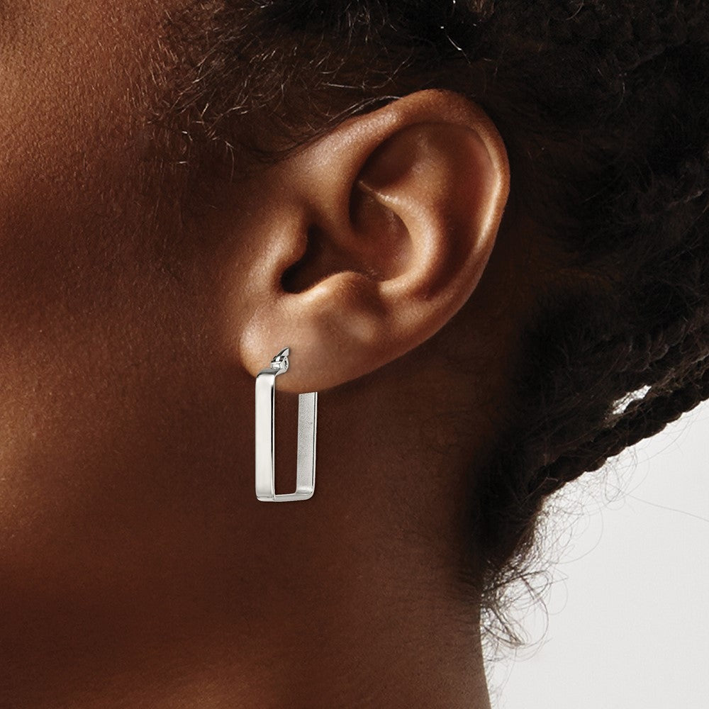 Stainless Steel Polished 20mm Square Hoop Earrings