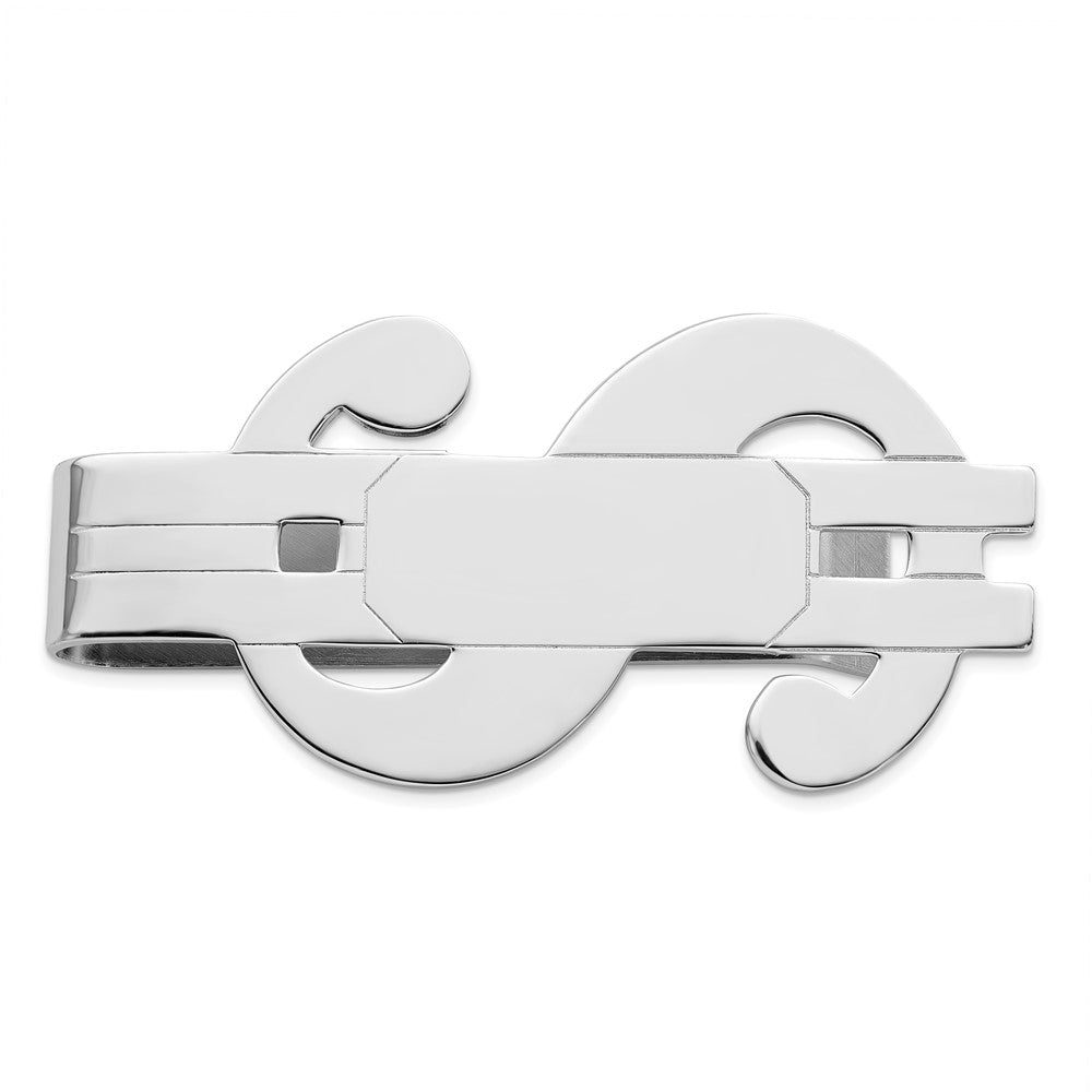 Rhodium-plated Kelly Waters Polished Dollar Sign Money Clip QGL8734