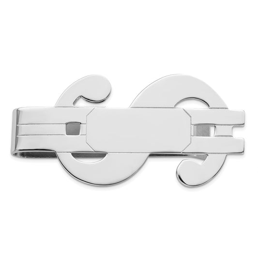 Rhodium-plated Kelly Waters Polished Dollar Sign Money Clip QGL8734