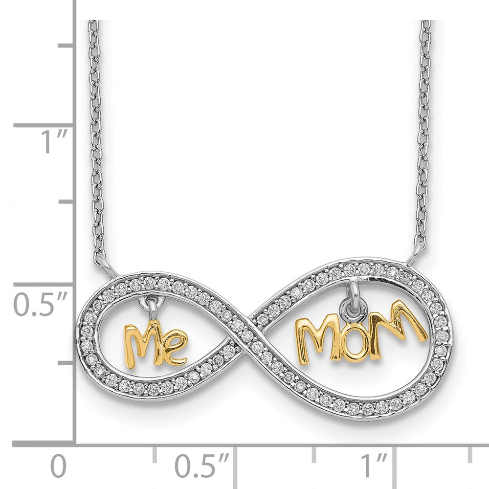Sterling Silver Gold-plated MOM and ME CZ Infinity Necklace 18 Inches