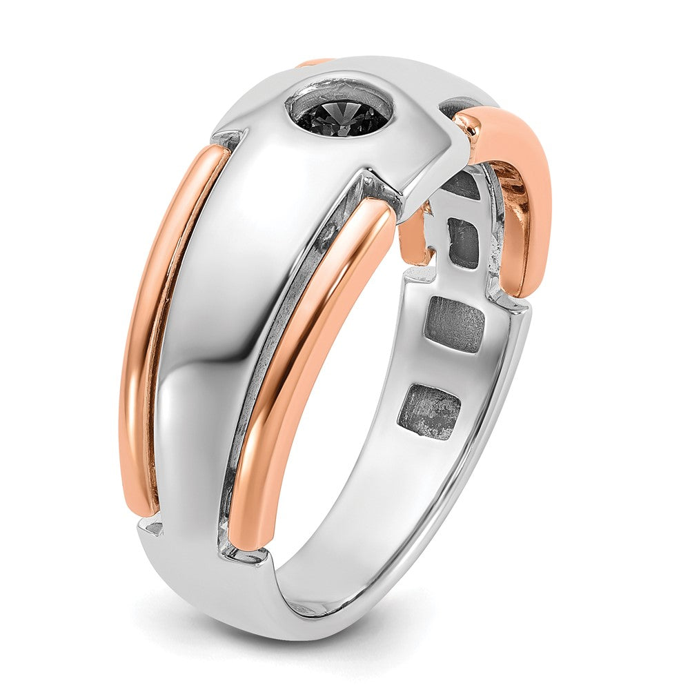 14k Two-tone White/Rose Gold IBGoodman Men's 1/4 carat Black Diamond Complete Ring Size 10