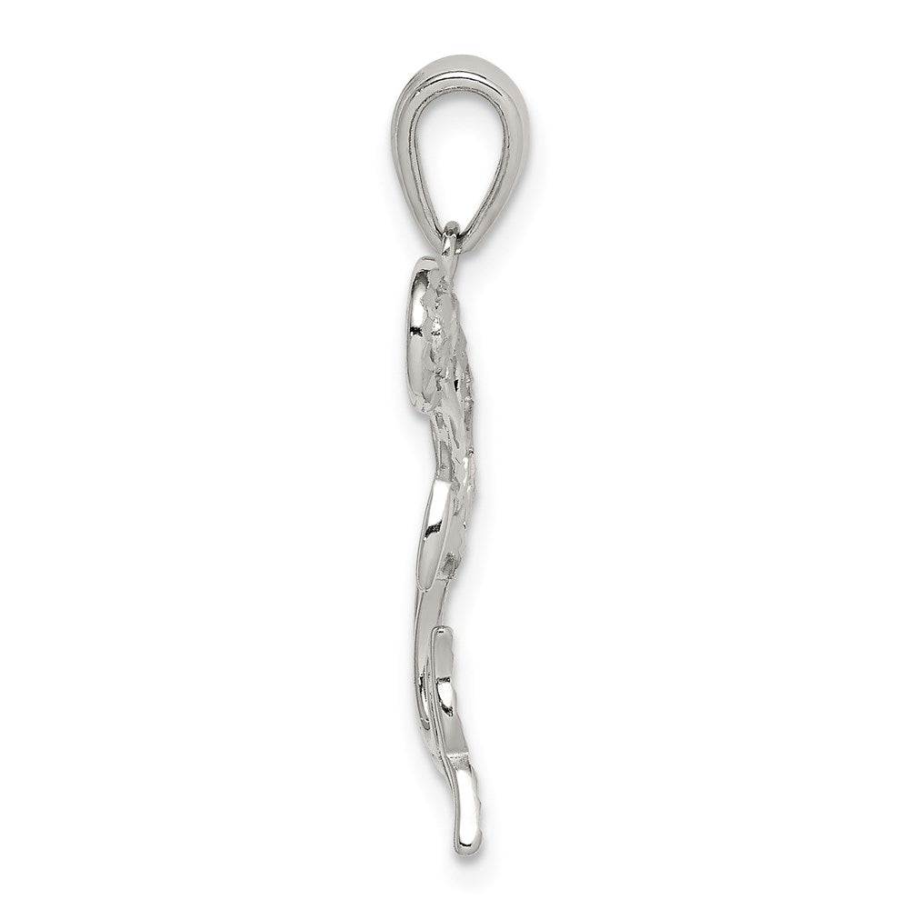 Sterling Silver Diamond-cut Dolphin w/Ball Pendant