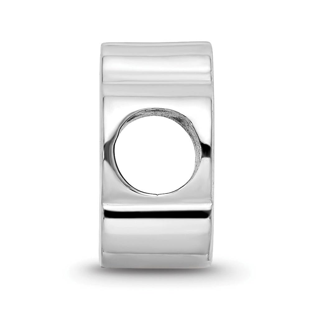 Sterling Silver Rhodium Plated U. of South Dakota 1-Sided Enamel Bead