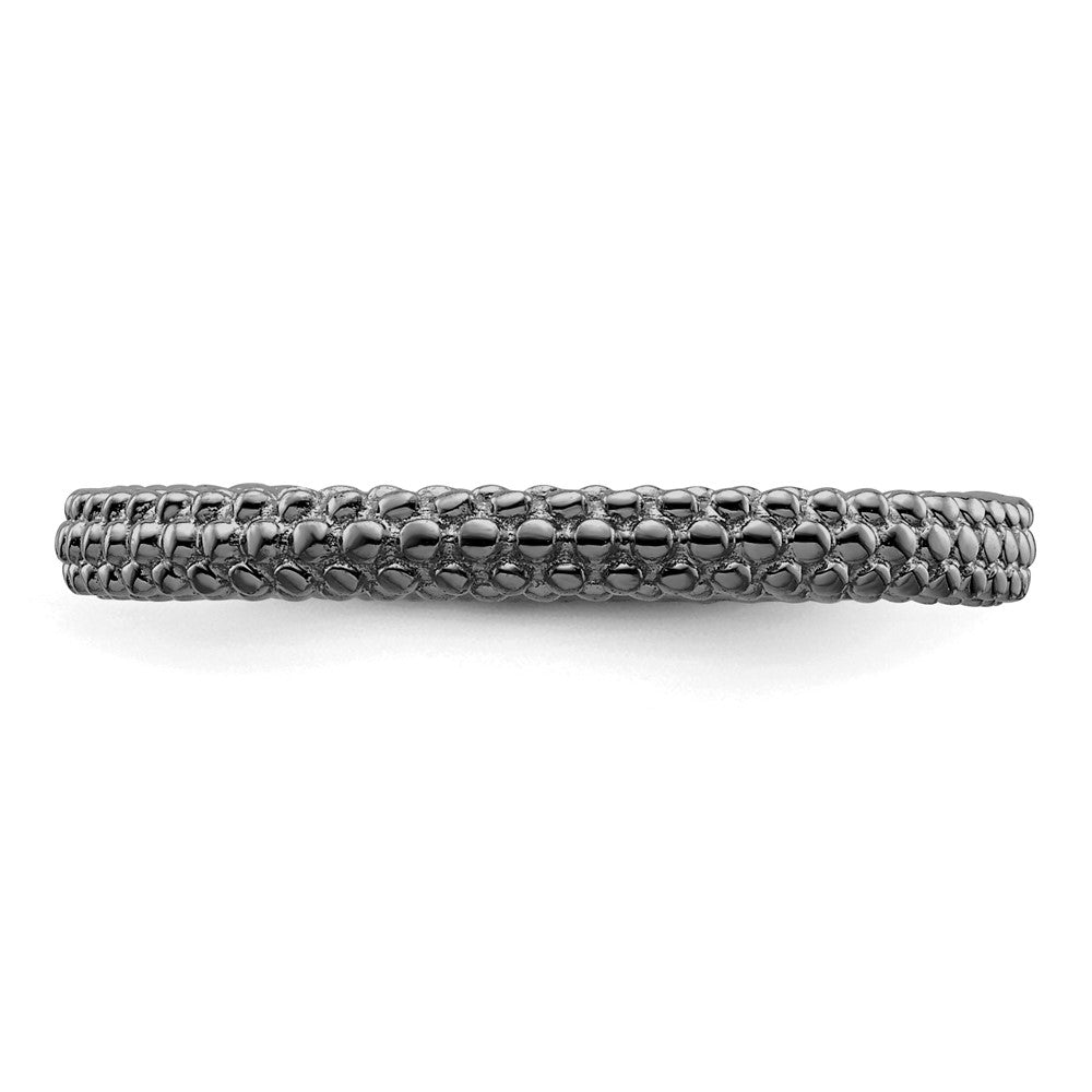Sterling Silver Stackable Expressions Black-plated Domed Ring Size -5