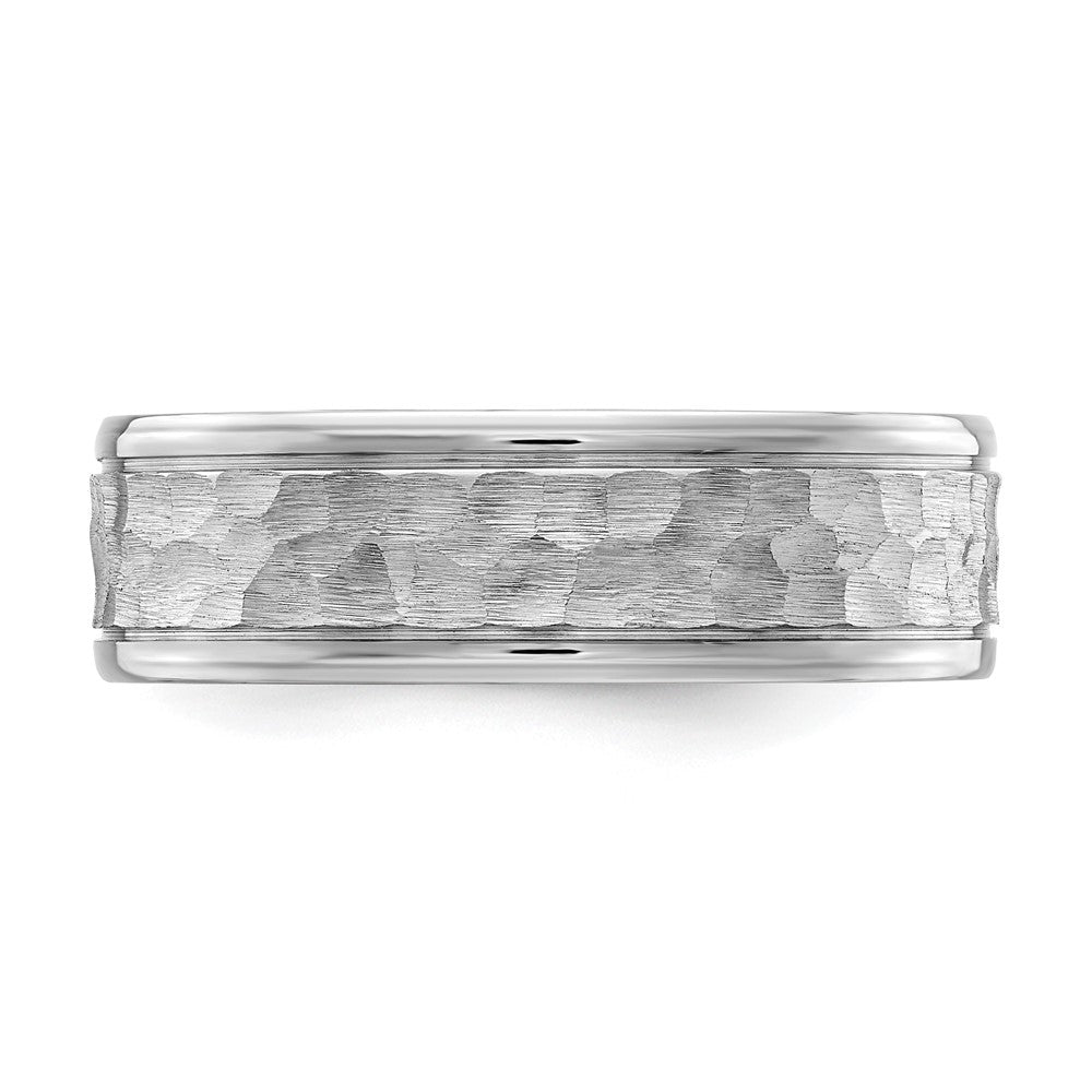 Cobalt Brushed and Polished Hammered Center 7mm Band Size - 12.5