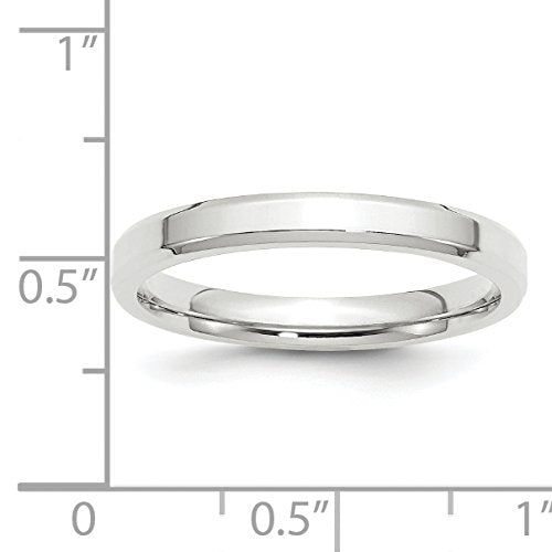 Primal Gold 10 Karat White Gold 3mm Bevel Edge Comfort Fit Band Size 7
