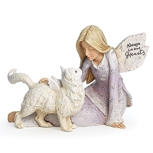 Roman 22178  4.25"High ANGEL WITH CAT