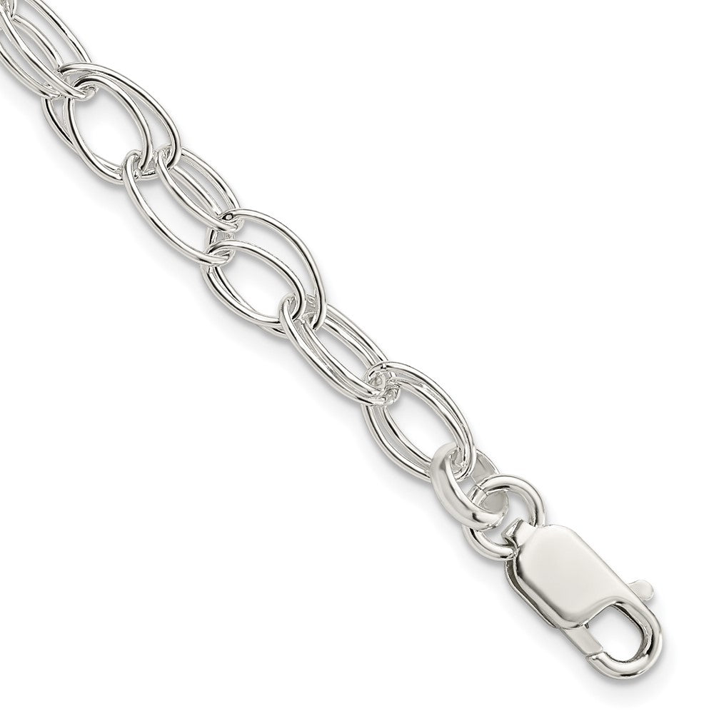 Sterling Silver 6mm Double Link Bracelet 7.5 inches