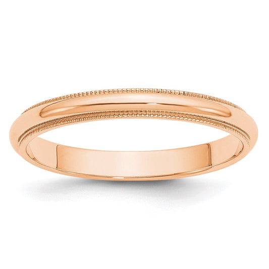 10k Rose Gold 3mm Milgrain Half Round Wedding Band Size 11