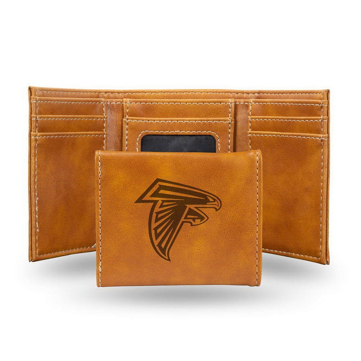 Football Rico Industries Atlanta  Brown Laser Engraved Trifold Laser Engraved Tri-Fold Wallet - Men's Accessory