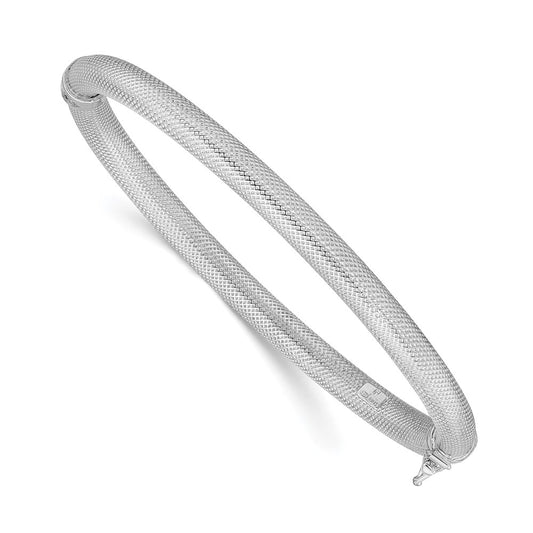 Sterling Silver Rhodium-plated Textured Bangle