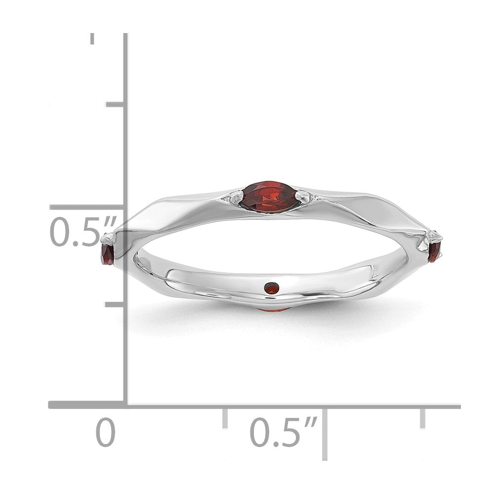 Sterling Silver Stackable Expressions Rhodium-plated Garnet Ring Size -5