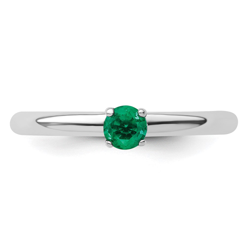 Sterling Silver Stackable Expressions Rhodium Cr. Emerald Ring