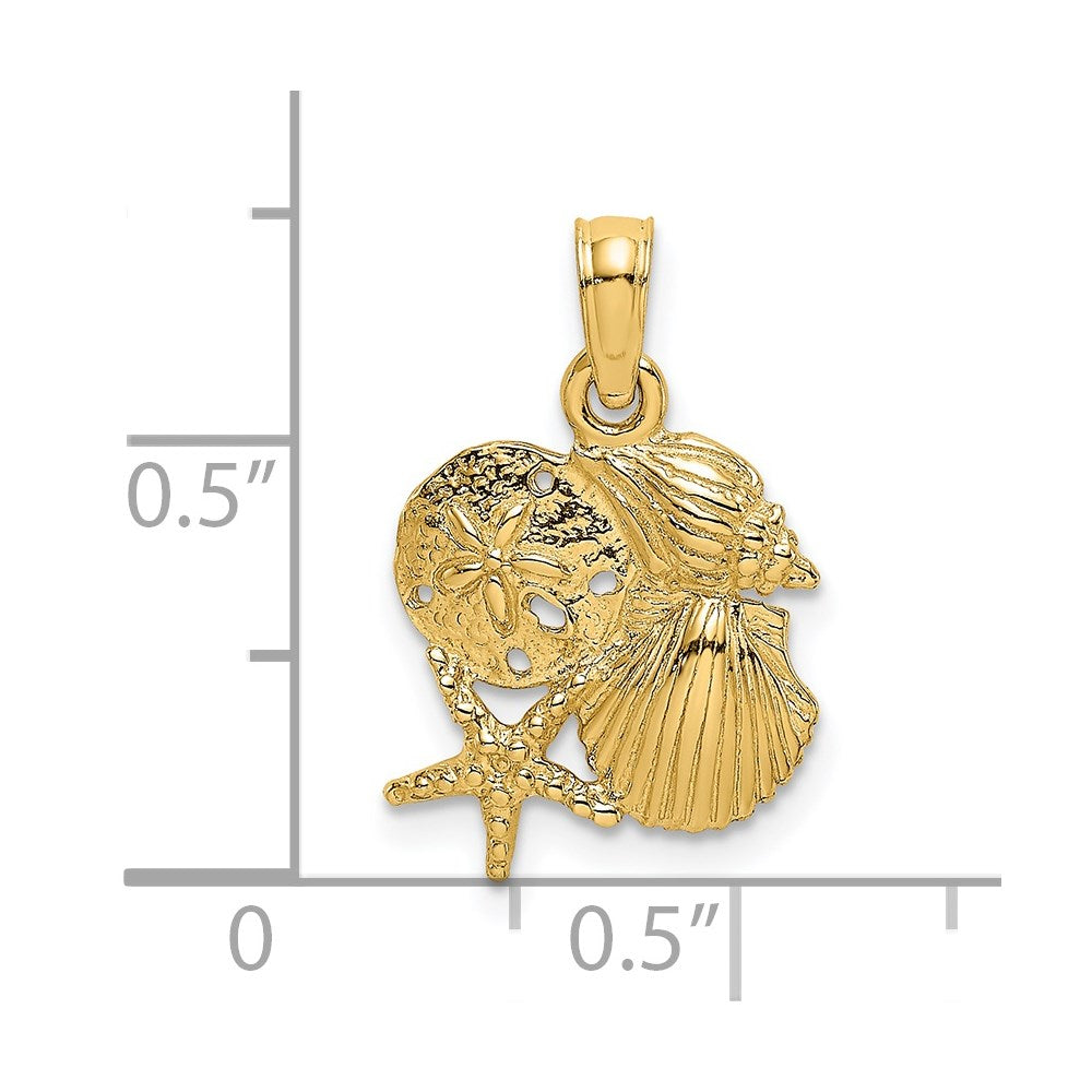 14K Four Shell Cluster Charm