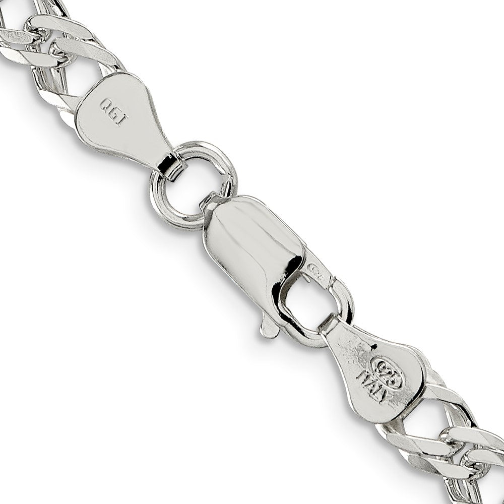 Sterling Silver 5.65mm 6 Side D/C Flat Double Curb Chain 24 Inches