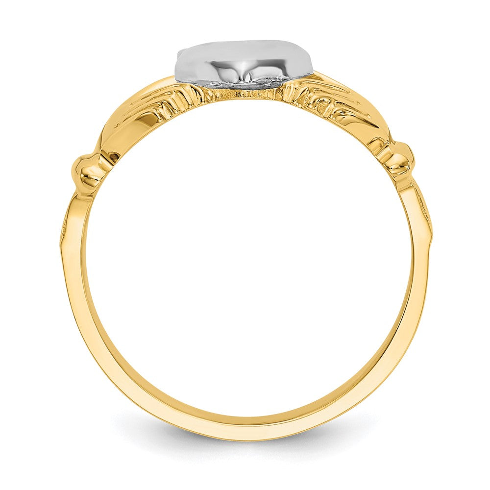 14k Mens Two-tone Claddagh Ring Size 9